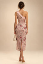 A-Line/Princess One Shoulder Tea-Length Mother of the Bride & Groom Dresses with Ruffles & Ruched Waist (SHI22501283)