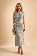 A-Line/Princess Scoop Neck Satin Tea-Length Mother of the Bride Dresses with Pockets (SHI22500122)