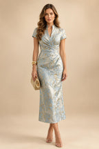 A-Line Floral Sequin Lace Floor-Length Mother of the Bride & Groom Dresses with Ruched Satin Bodice (SHI22500639)