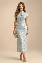 A-Line/Princess Scoop Neck Cap Sleeve Floor-Length Mother of the Bride Dresses with Lace Applique (SHI22500008)