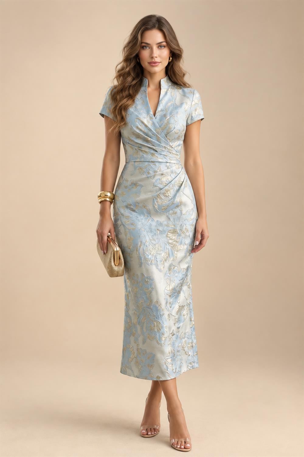 A-Line/Princess Scoop Neck Cap Sleeve Floor-Length Mother of the Bride Dresses with Lace Applique (SHI22500008)