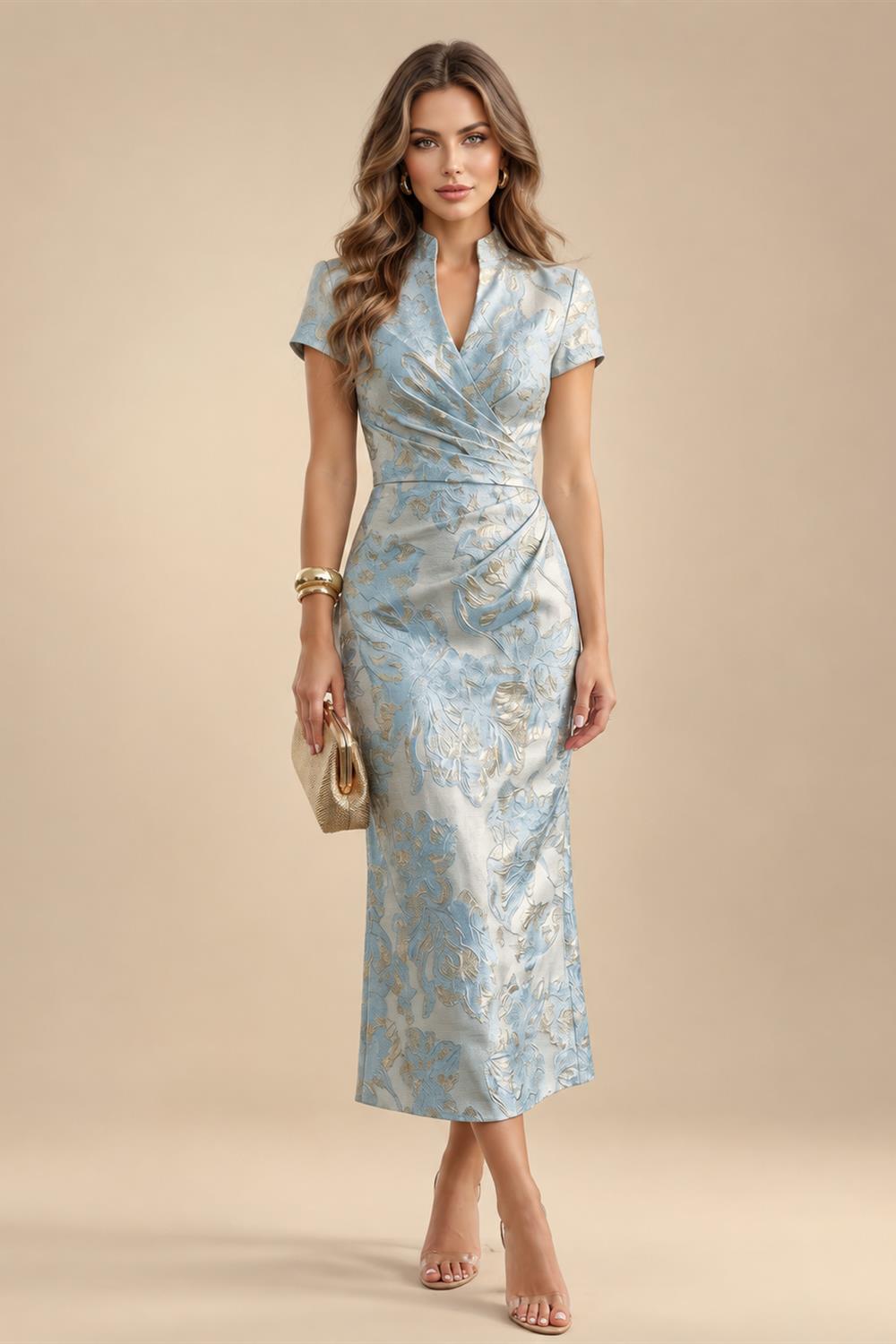 A-Line/Princess V-Neck Chiffon Maxi Mother of the Bride & Groom Dresses with Lace Appliques, Sweep Train & Bow (SHI22501641)