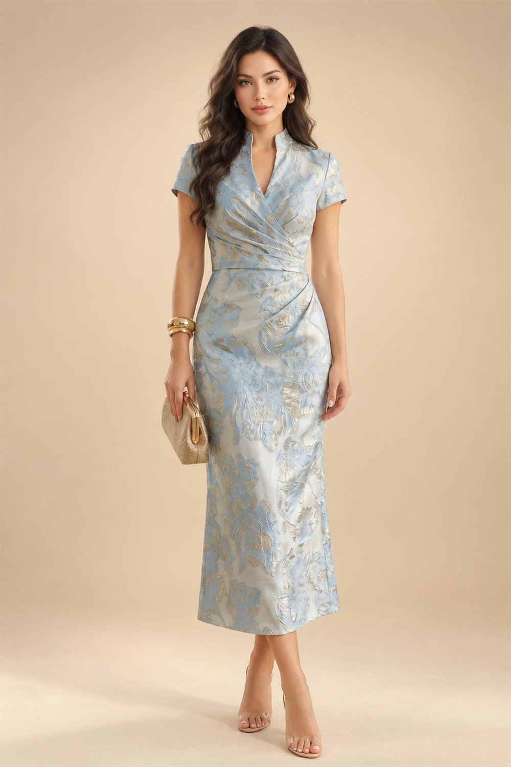 A-Line/Princess V-Neck Chiffon Floor-Length Mother of the Bride & Groom Dresses with Lace Appliques & Ruffles (SHI22501563)