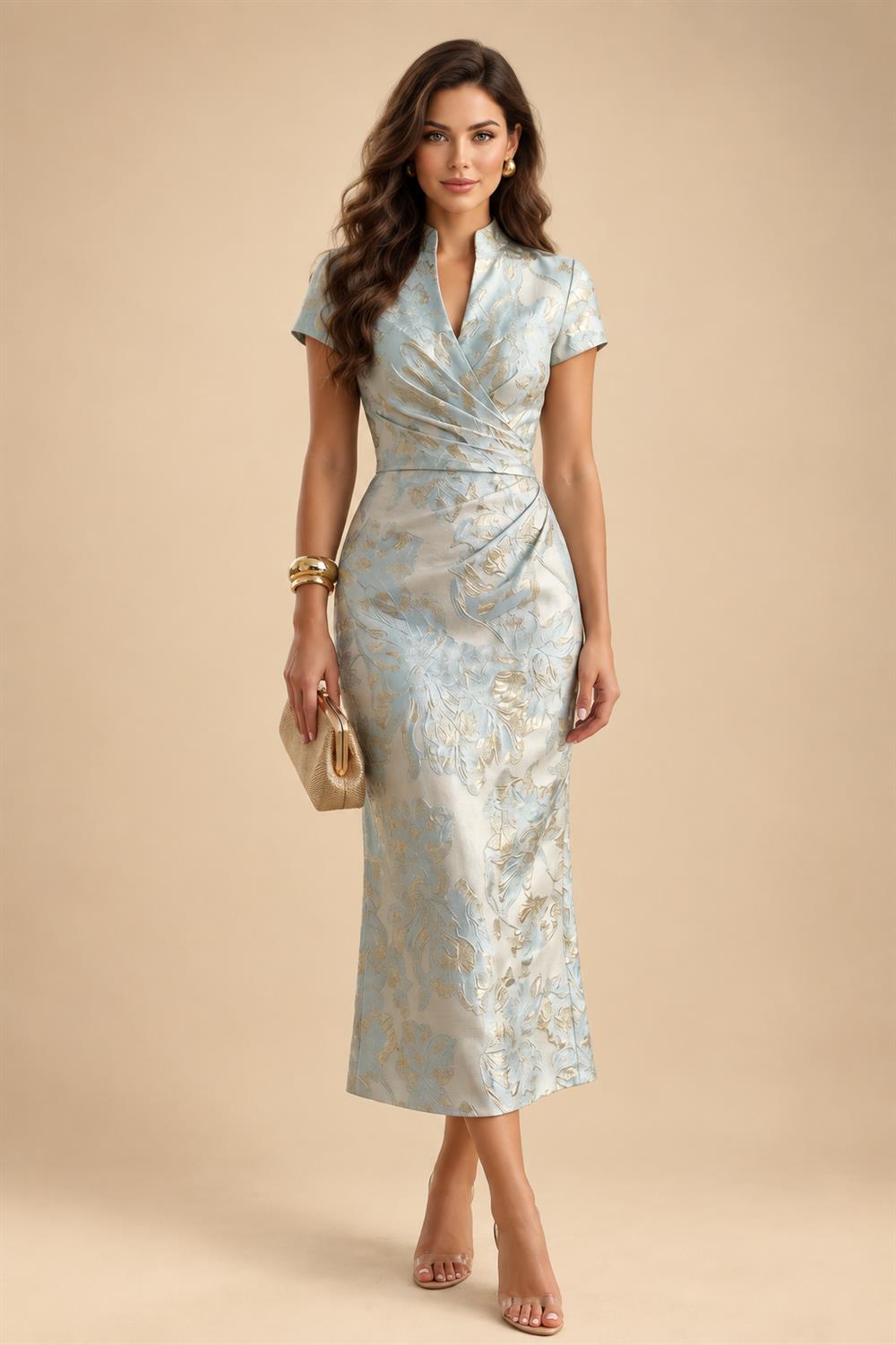 Two-Piece Mermaid Long Sleeve Floor-Length Mother of the Bride Dresses with Blazer Jacket (SHIA22500213)