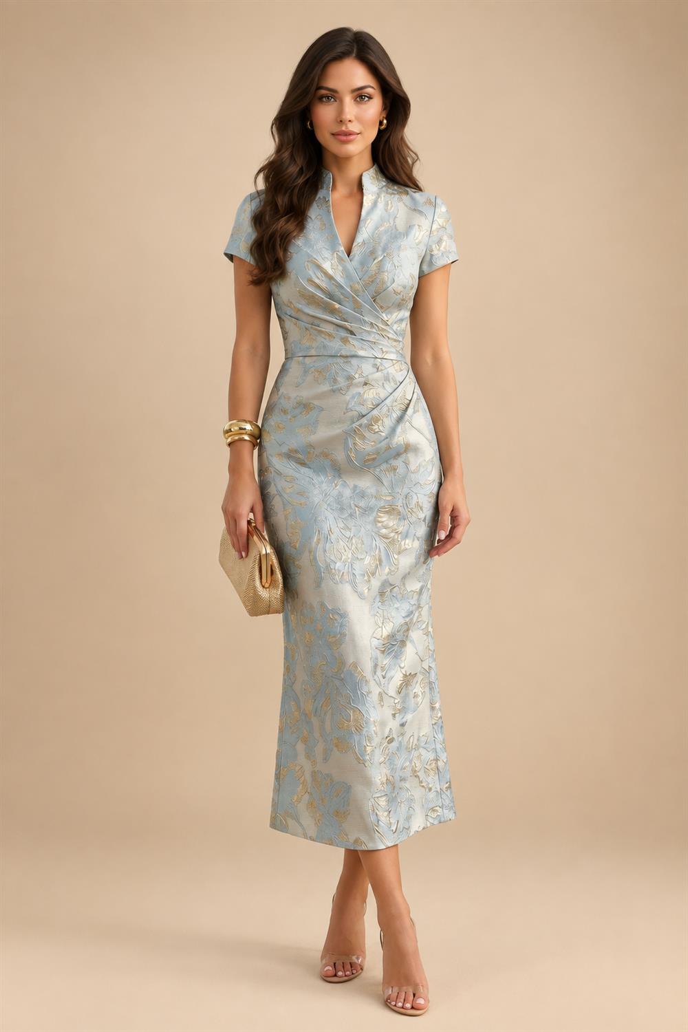 Jacquard A-Line/Princess Strapless Mini Homecoming Dresses with Bow & Pearls (SHI22370329)