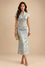 Jacquard A-Line/Princess Strapless Mini Homecoming Dresses with Bow & Pearls (SHI22370329)