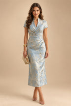 V Neck Chiffon Short Sleeves Mother of the Bride Dresses (SHIR1110366)