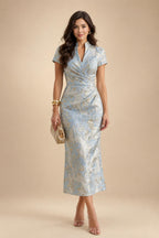 A-Line Chiffon Cape Sleeves Floor-Length Mother of the Bride & Groom Dresses with Floral Sequin Bodice (SHI22500691)