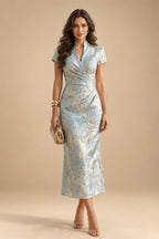 A-Line/Princess Scoop Neck Satin High-Low Mother of the Bride & Groom Dresses with Sequin Floral & Pleats (SHI22501631)