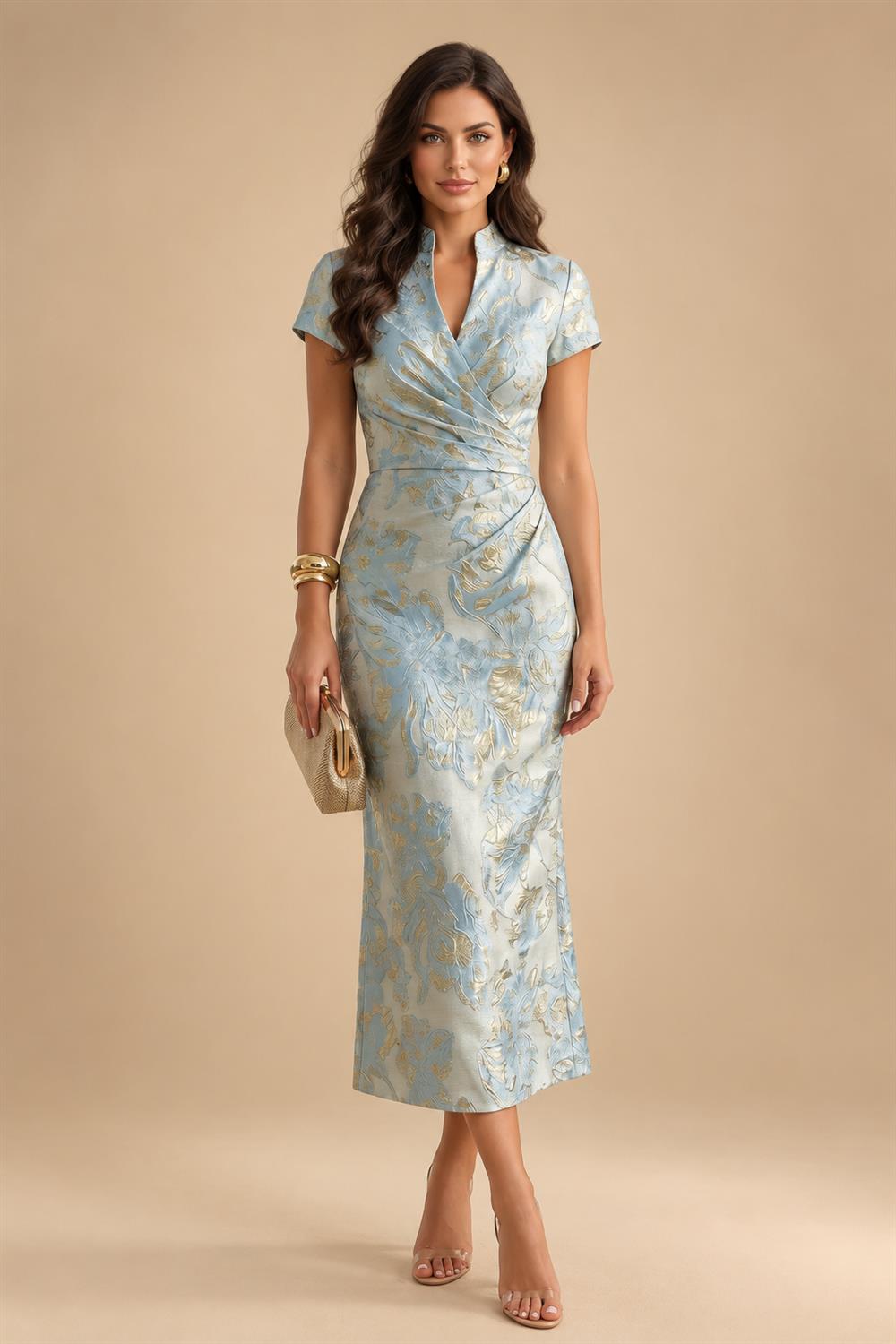A-Line/Princess V-Neck Velvet Floor-Length Mother of the Bride & Groom Dresses with Ruched Waist (SHI22501614)
