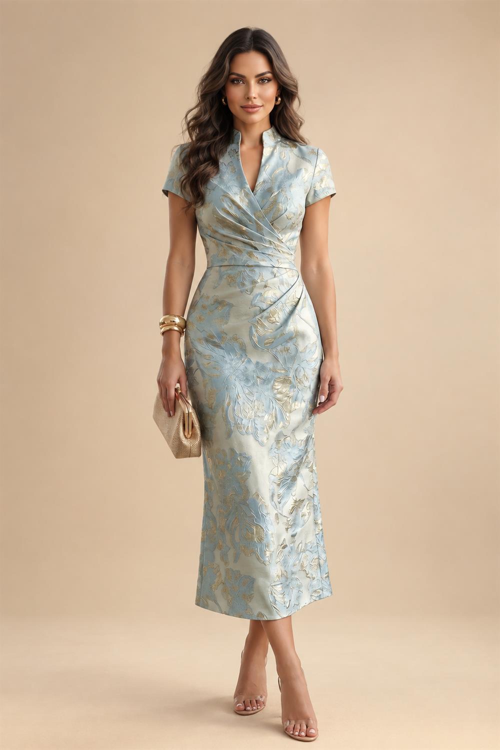 Sheath/Column Scoop Neck Lace Appliques Maxi Mother of the Bride & Groom Dresses with Ruched Waist & Sequin (SHI22501632)