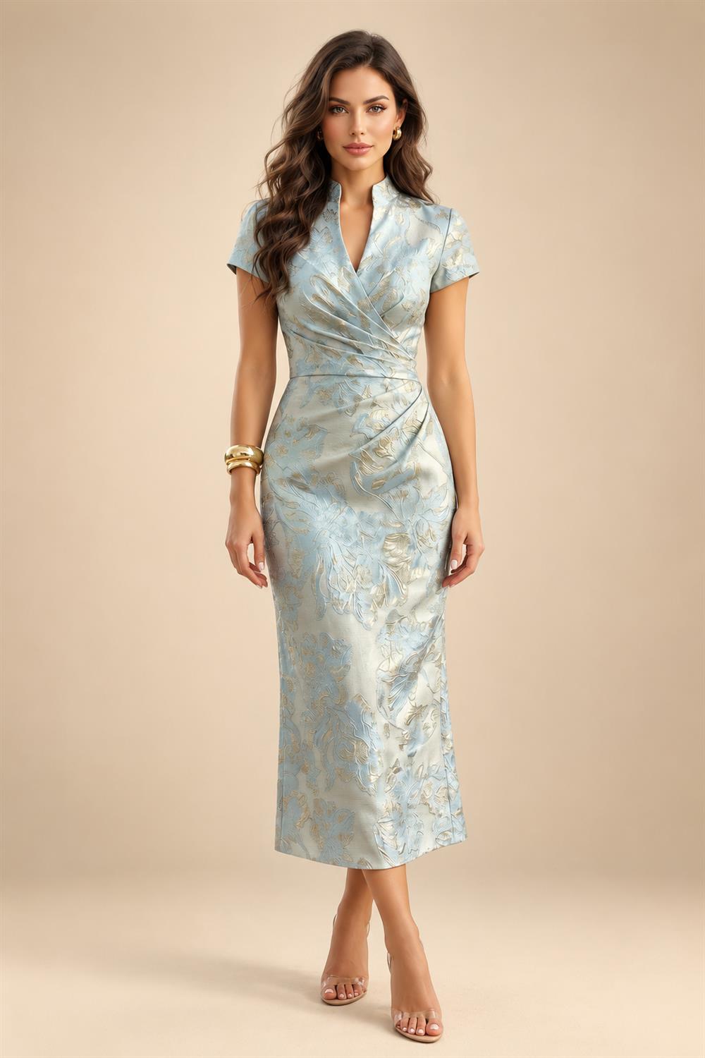 Scoop Neck Floral Print Mermaid Mother of the Bride Dresses (SHIR1110328)