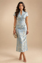 A Line Scoop 3/4 Sleeve Long Mixed Mother of the Bride Dresses with Sequins (SHI22500171)