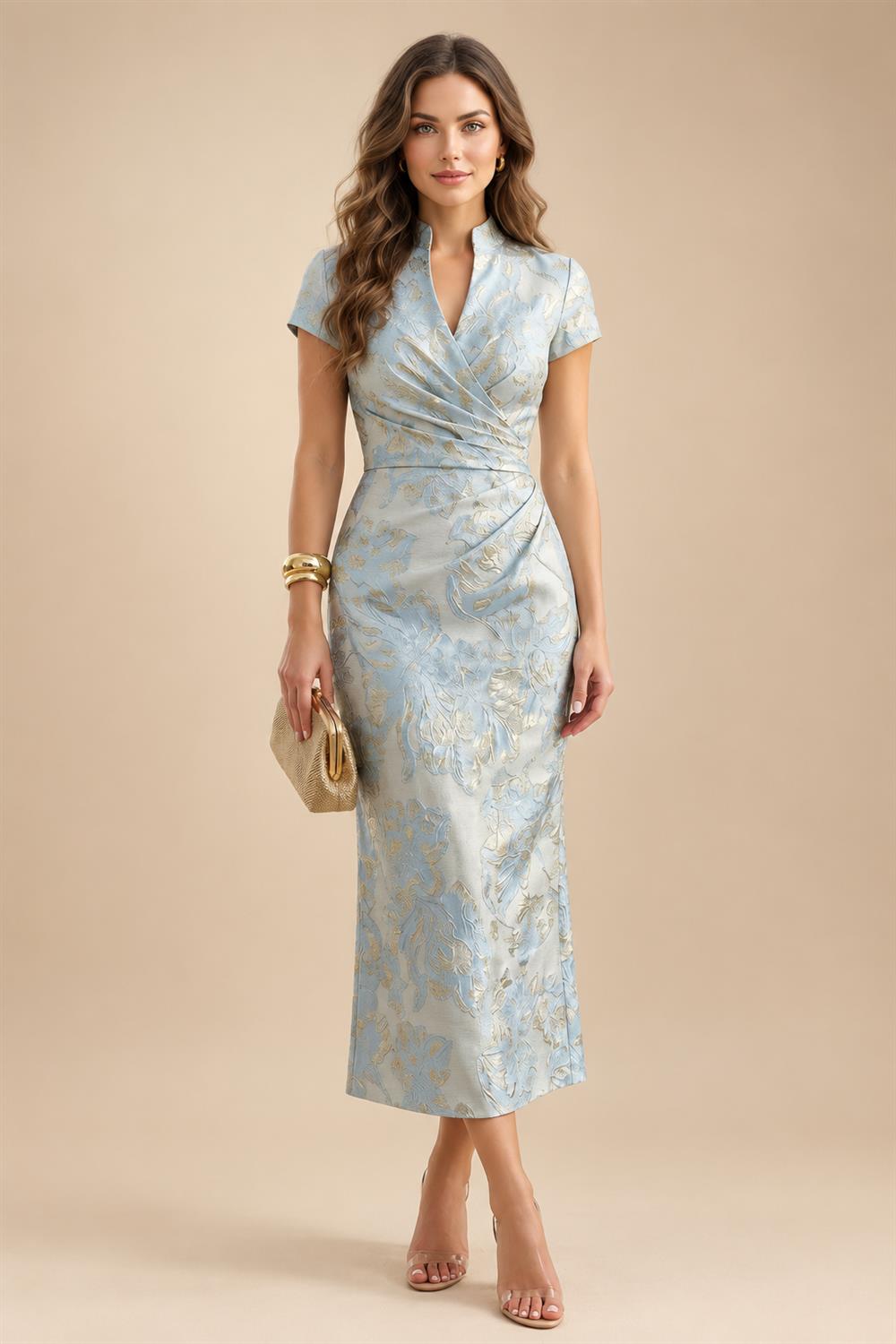 Jumpsuit Scoop Neck Chiffon Floor-Length Mother of the Bride Pantsuits with Rhinestones (SHI22501658)
