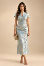 Sheath/Column Asymmetric Neck Satin Maxi Mother of the Bride & Groom Dresses with Side Sash, Slit & Ruched Waist (SHI22501643)