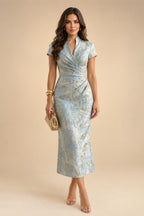 A-Line/Princess Strapless Jacquard Mini Homecoming Dresses with Bow & Pearls (SHI22370552)