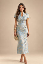 A-Line/Princess V-Neck Chiffon Floor-Length Mother of the Bride & Groom Dresses with Lace Appliques & Ruched Waist (SHI22501678)