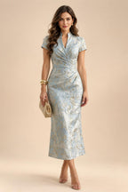 A-Line/Princess V-Neck Chiffon Floor-Length Mother of the Bride & Groom Dresses with Lace Appliques & Pleats (SHI22501670)