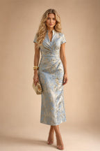 Sheath Satin Jacquard Off Shoulder Floor-Length Mother of the Bride & Groom Dresses (SHI22500823)
