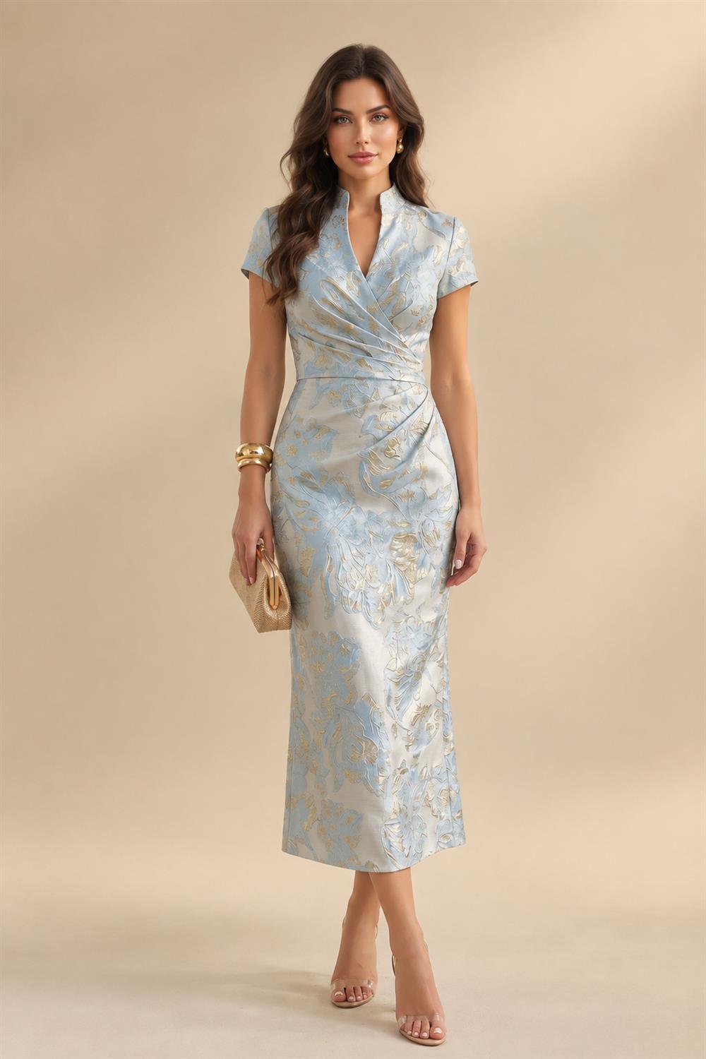 A-Line/Princess V-Neck Chiffon Floor-Length Mother of the Bride & Groom Dresses with Pleats (SHI22501646)