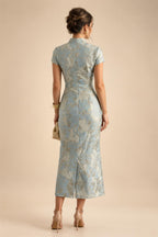 A-Line/Princess Scoop Neck Chiffon Floor-Length Mother of the Bride & Groom Dresses with Lace Appliques & Pleats (SHI22501611)