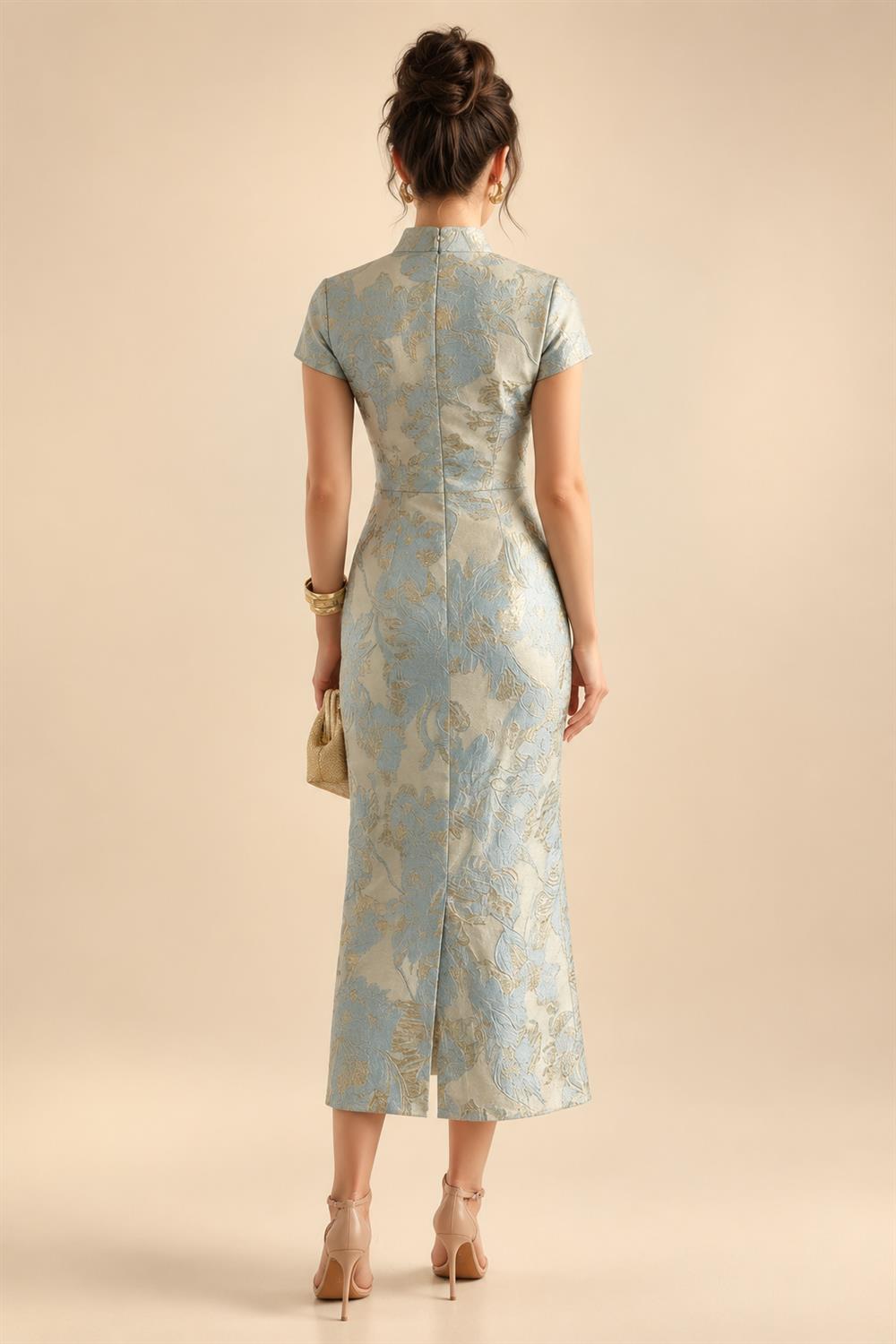 A-Line Chiffon Cape Sleeves Floor-Length Mother of the Bride & Groom Dresses with Floral Sequin Bodice (SHI22500691)