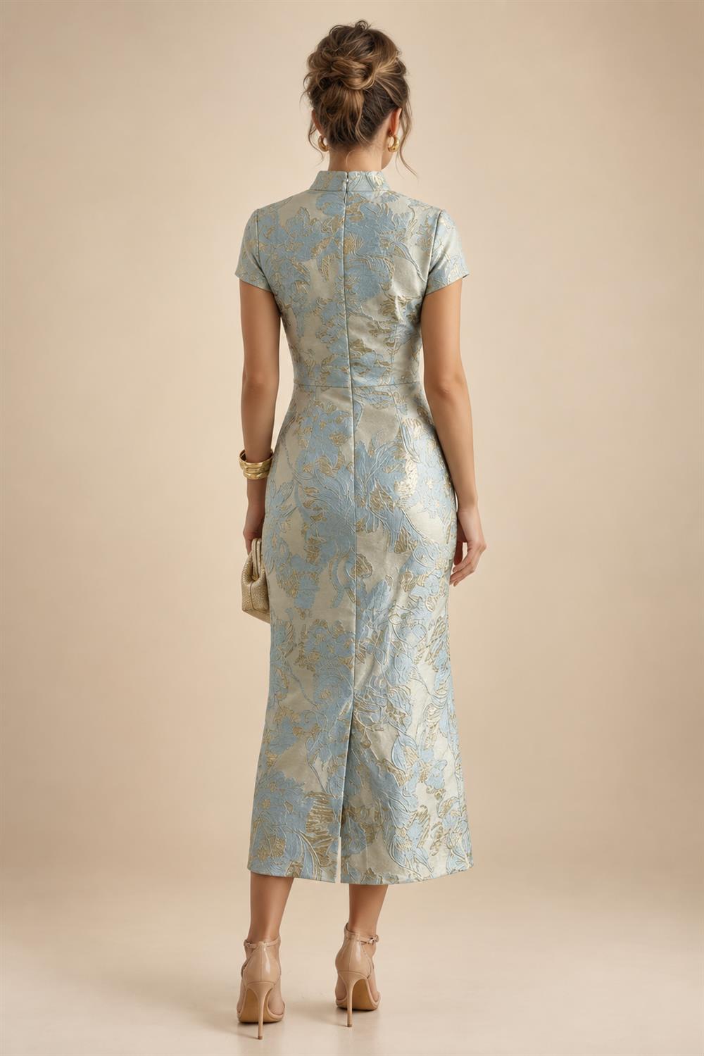 A-Line/Princess V-Neck Floral Print High-Low Mother of the Bride & Groom Dresses with Ruched Bodice (SHI22501569)