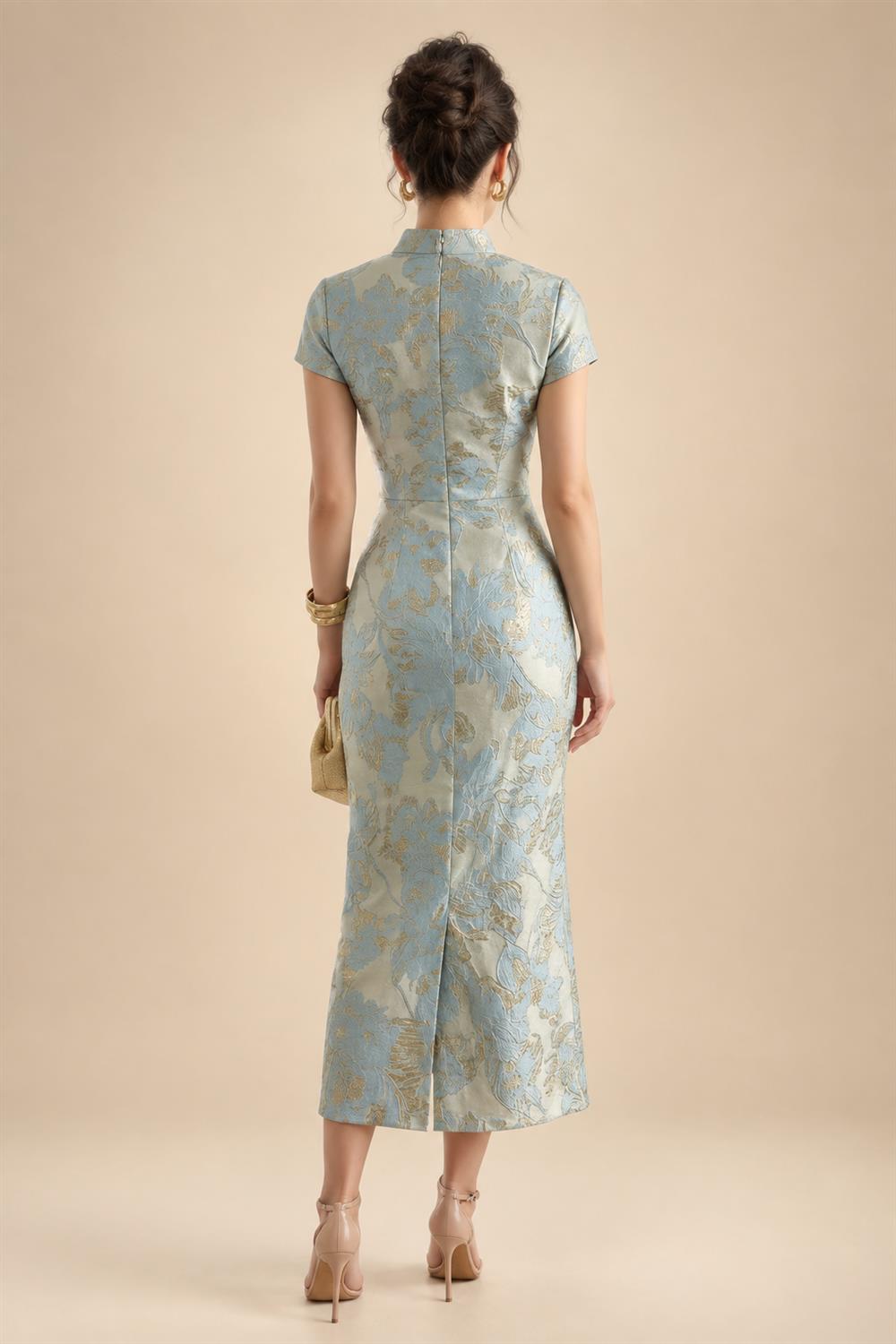 Sheath/Column Lace Appliques Maxi Mother of the Bride & Groom Dresses with Ruched Waist & Satin Bodice (SHI22501596)