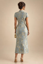 Sequin Floral A-Line/Princess V-Neck Floor-Length Mother of the Bride & Groom Dresses with 3D Flowers & Pleats (SHI22501350)