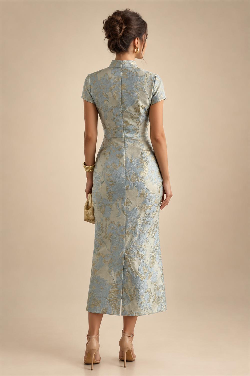 Sequin Floral A-Line/Princess V-Neck Floor-Length Mother of the Bride & Groom Dresses with 3D Flowers & Pleats (SHI22501350)