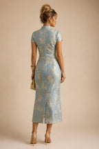 Jacquard A-Line/Princess Strapless Short Homecoming Dresses with Bow & Pearls (SHI22370324)