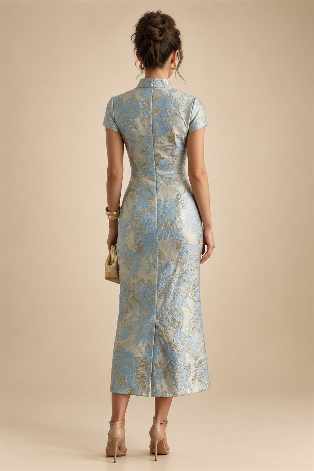 A-Line/Princess Scoop Neck Pleated Satin Evening Dresses with Sequins (SHI22500066)