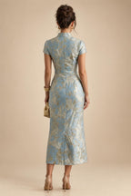 A-Line/Princess Scoop Neck Pleated Satin Evening Dresses with Sequins (SHI22500066)