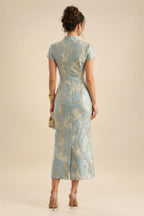 A-Line/Princess V-Neck Floral Embroidery Maxi Mother of the Bride & Groom Dresses with Ruched Waist (SHI22501624)