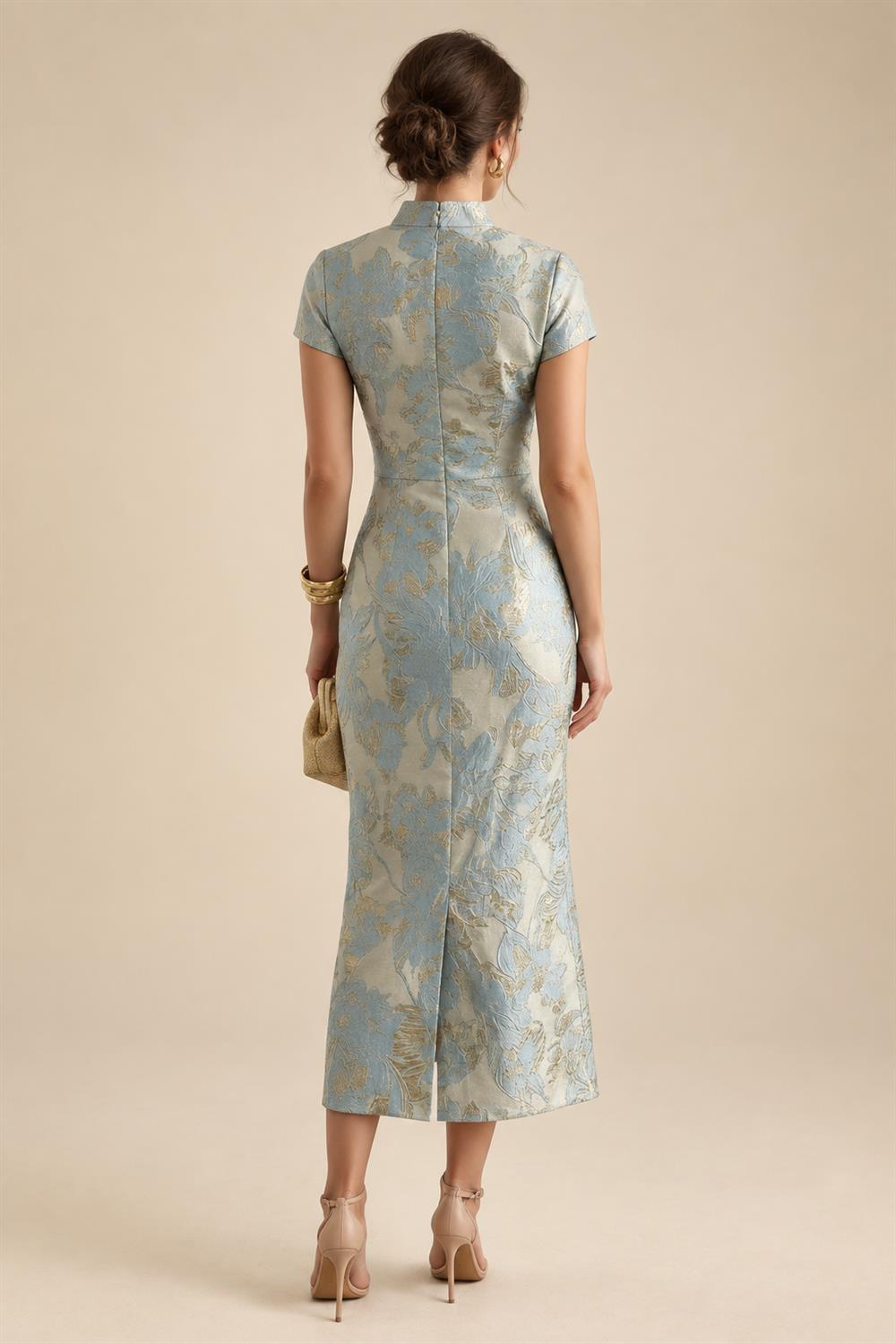 A-Line/Princess V-Neck Chiffon Maxi Mother of the Bride & Groom Dresses with Ruffles, Slit, Ruched Waist & Rhinestones (SHI22501628)