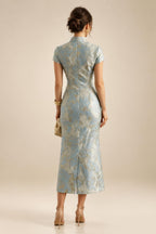 Pantsuit Scoop Neck Satin Maxi Mother of the Bride Pantsuits with Fluffy Feather Trim Cuffs (SHI22501692)
