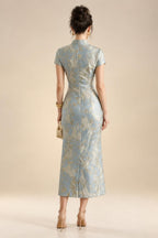 A-Line/Princess V-Neck Satin Tea-Length Mother of the Bride Dresses with Flower (SHI22500080)