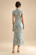 A-Line/Princess V-Neck Chiffon Maxi Mother of the Bride & Groom Dresses with Lace Appliques & Sweep Train (SHI22501644)