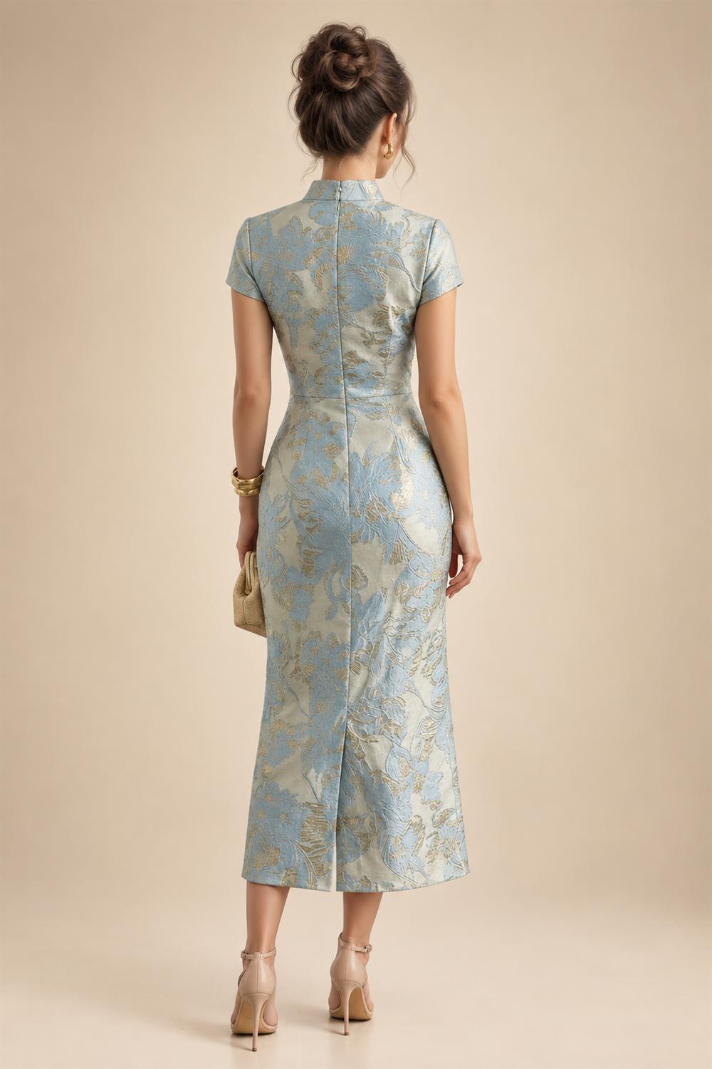 Sheath Chiffon Cape Sleeves Maxi Mother of the Bride & Groom Dresses with Ruched Waist (SHI22500727)