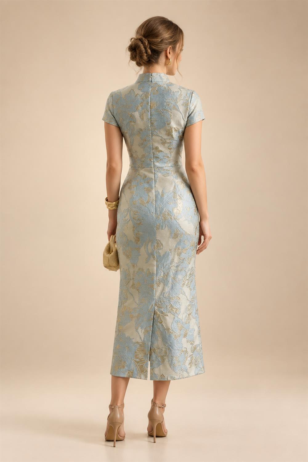 Floral Print Sheath/Column Scoop Neck Floor-Length Mother of the Bride & Groom Dresses with Ruched Waist (SHI22501153)