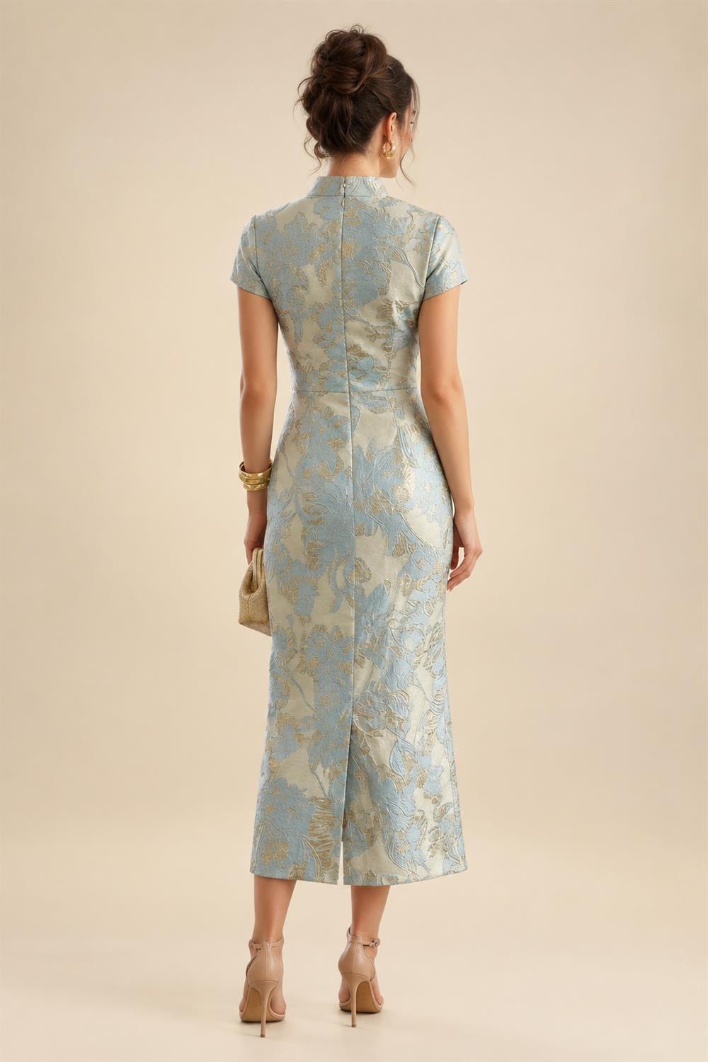 A-Line/Princess V-Neck Floral Embroidery Maxi Mother of the Bride & Groom Dresses with Ruched Waist (SHI22501624)