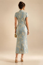 A-Line/Princess Scoop Neck Cap Sleeve Floor-Length Mother of the Bride Dresses with Lace Applique (SHI22500008)