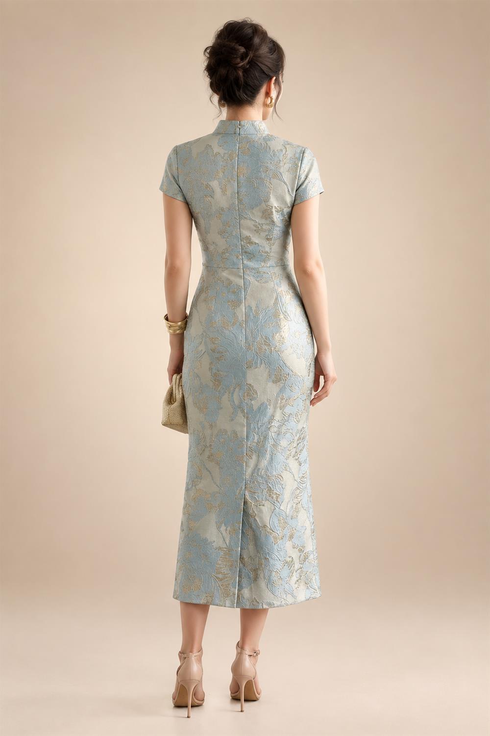 Sheath/Column Scoop Neck Lace Appliques Maxi Mother of the Bride & Groom Dresses with Ruched Waist & Sequin (SHI22501632)