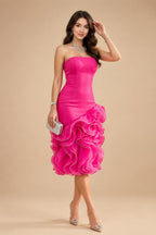 A-Line/Princess Scoop Neck Satin High-Low Mother of the Bride & Groom Dresses with Sequin Floral & Pleats (SHI22501631)