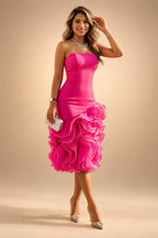 A-Line/Princess Strapless Jacquard Mini Homecoming Dresses with Bow & Pearls (SHI22370552)