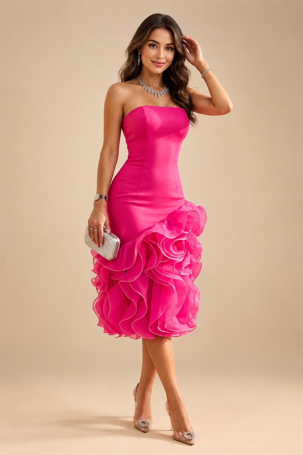 Sequin Floral Sheath/Column V-Neck Floor-Length Mother of the Bride & Groom Dresses with Ruched Waist (SHI22501219)