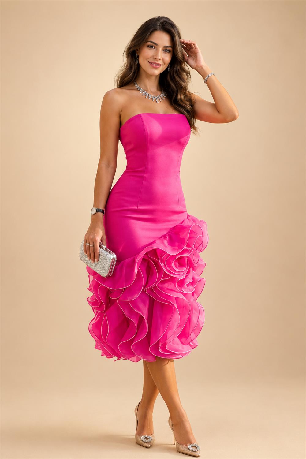 A-Line/Princess One Shoulder Chiffon Floor-Length Mother of the Bride & Groom Dresses with Lace Appliques, Sweep Train & Side Sash (SHI22501663)