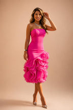 Lightweight Sheath Tea-Length Chiffon Mother of the Bride & Groom Dresses with Cowl Neck & Ruched Waist (SHI22500689)