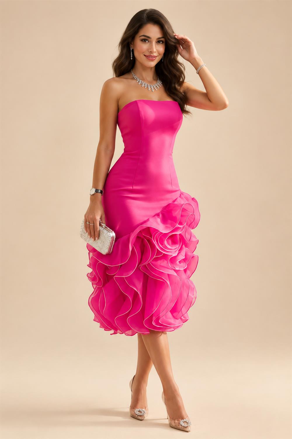 Sheath/Column Scoop Neck Chiffon Maxi Mother of the Bride & Groom Dresses with Lace Appliques, Sweep Train & Ruched Waist (SHI22501642)
