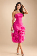A-Line/Princess Scoop Neck Pleated Satin Evening Dresses with Sequins (SHI22500066)